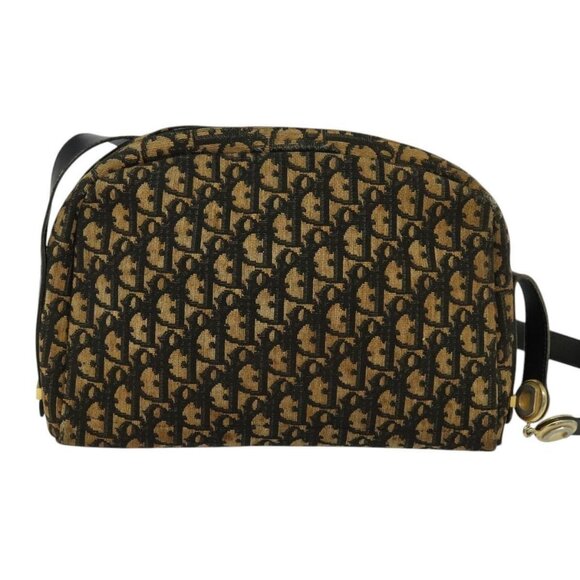 Christian Dior Trotter Canvas Shoulder Bag Navy Gold Auth - Picture 3 of 16